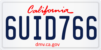 CA license plate 6UID766