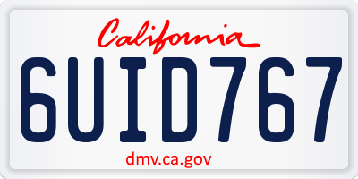 CA license plate 6UID767