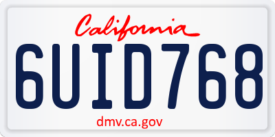 CA license plate 6UID768