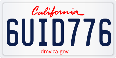 CA license plate 6UID776