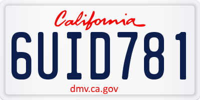 CA license plate 6UID781