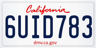CA license plate 6UID783