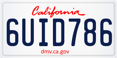 CA license plate 6UID786