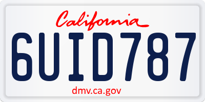 CA license plate 6UID787