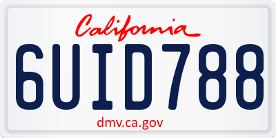 CA license plate 6UID788