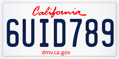 CA license plate 6UID789