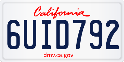 CA license plate 6UID792