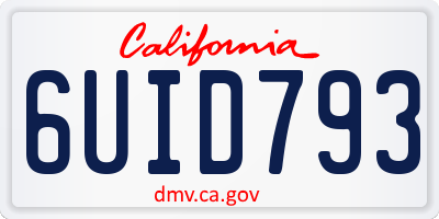 CA license plate 6UID793