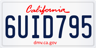 CA license plate 6UID795