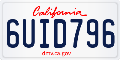 CA license plate 6UID796