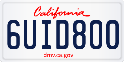 CA license plate 6UID800