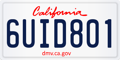 CA license plate 6UID801