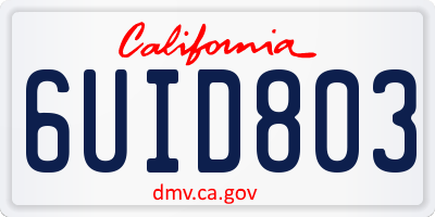 CA license plate 6UID803