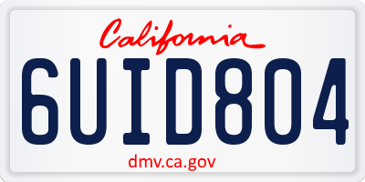 CA license plate 6UID804