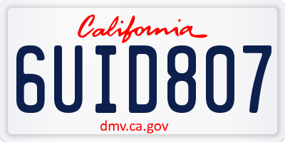 CA license plate 6UID807