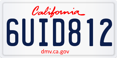 CA license plate 6UID812