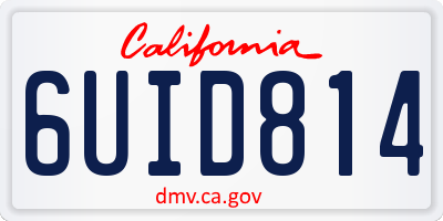CA license plate 6UID814