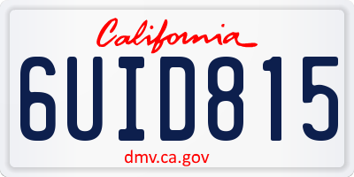 CA license plate 6UID815