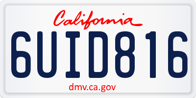 CA license plate 6UID816