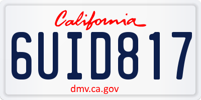 CA license plate 6UID817