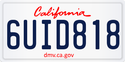 CA license plate 6UID818