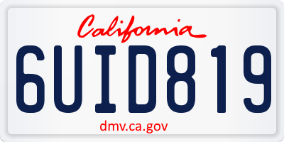 CA license plate 6UID819