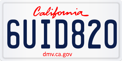 CA license plate 6UID820