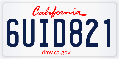 CA license plate 6UID821