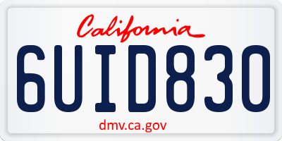 CA license plate 6UID830