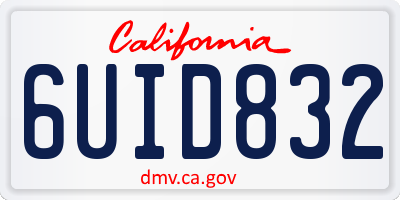 CA license plate 6UID832