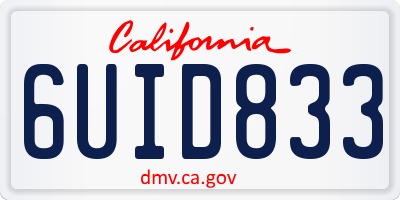 CA license plate 6UID833