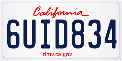 CA license plate 6UID834