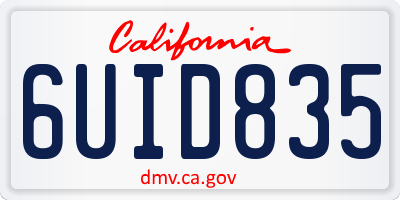 CA license plate 6UID835