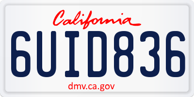 CA license plate 6UID836