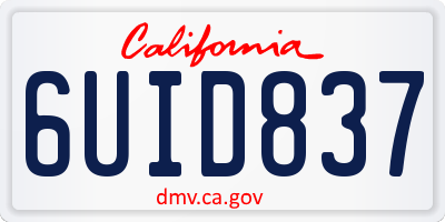 CA license plate 6UID837