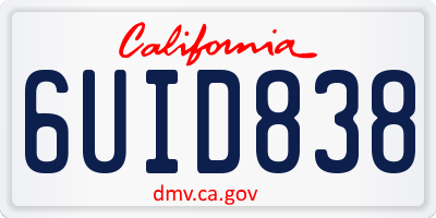 CA license plate 6UID838