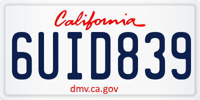 CA license plate 6UID839