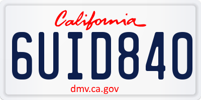 CA license plate 6UID840