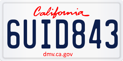 CA license plate 6UID843