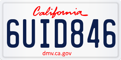 CA license plate 6UID846