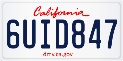 CA license plate 6UID847