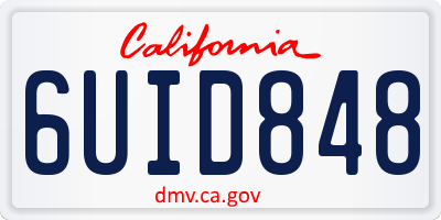 CA license plate 6UID848