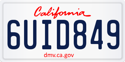 CA license plate 6UID849