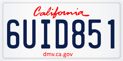 CA license plate 6UID851
