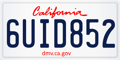 CA license plate 6UID852
