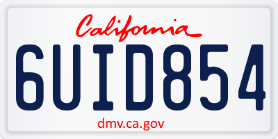 CA license plate 6UID854