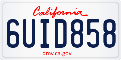 CA license plate 6UID858