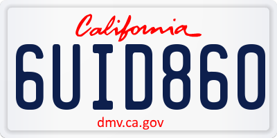 CA license plate 6UID860