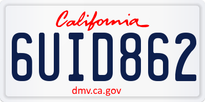 CA license plate 6UID862