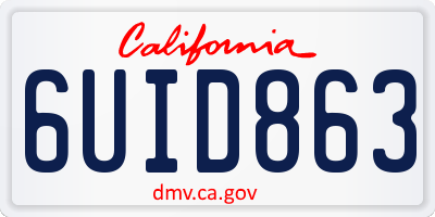 CA license plate 6UID863